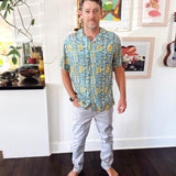 Kapahulu Men's Aloha Shirt in Vintage Cyan