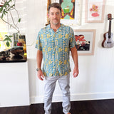 Kapahulu Men's Aloha Shirt in Vintage Cyan