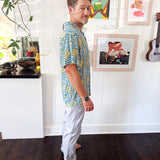Kapahulu Men's Aloha Shirt in Vintage Cyan