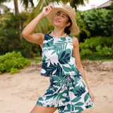 Ecru Top in Monstera Jungle