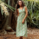Mahina Midi Dress in White Lotus