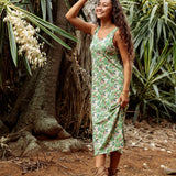 Mahina Midi Dress in White Lotus