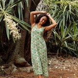 Mahina Midi Dress in White Lotus