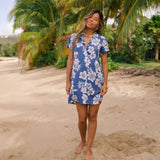 Olomana Dress in Petals Indigo