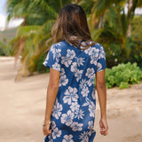 Olomana Dress in Petals Indigo
