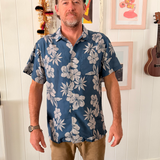 Kapahulu Men's Aloha Shirt in Petals Indigo