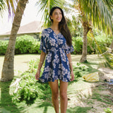 Selena Dress in Petals Indigo