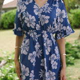 Selena Dress in Petals Indigo